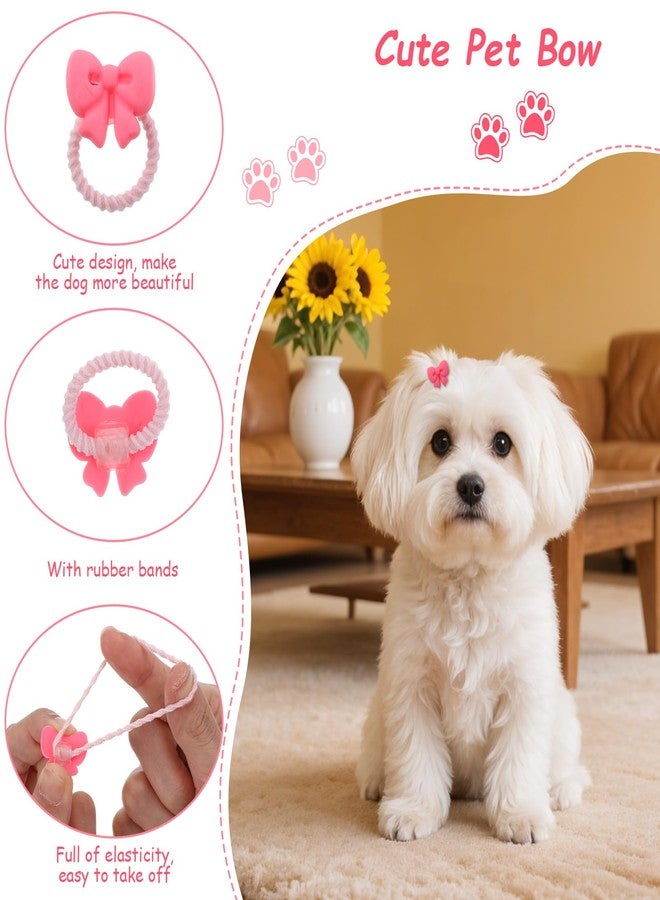 Matwsec 20 Pcs Dog Hair Bows with Rubber Bands, Cute Dog Bows, Mini Hair Ties Bulk, Various Styles Girl Dogs Accessories, Puppy Bow for Small Size Dogs Yorkie Shih Tzu Maltese (Pink) - Image 3